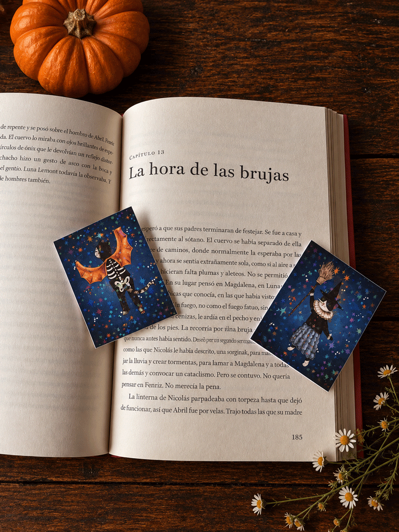 Marcapáginas Brujita y murciélago PACK X2
