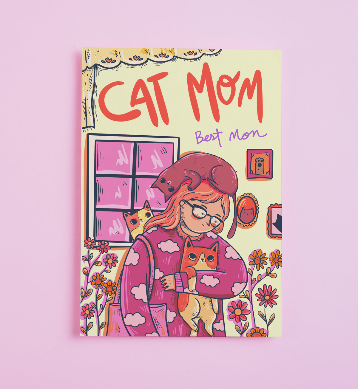 Mini Print Cat Mom