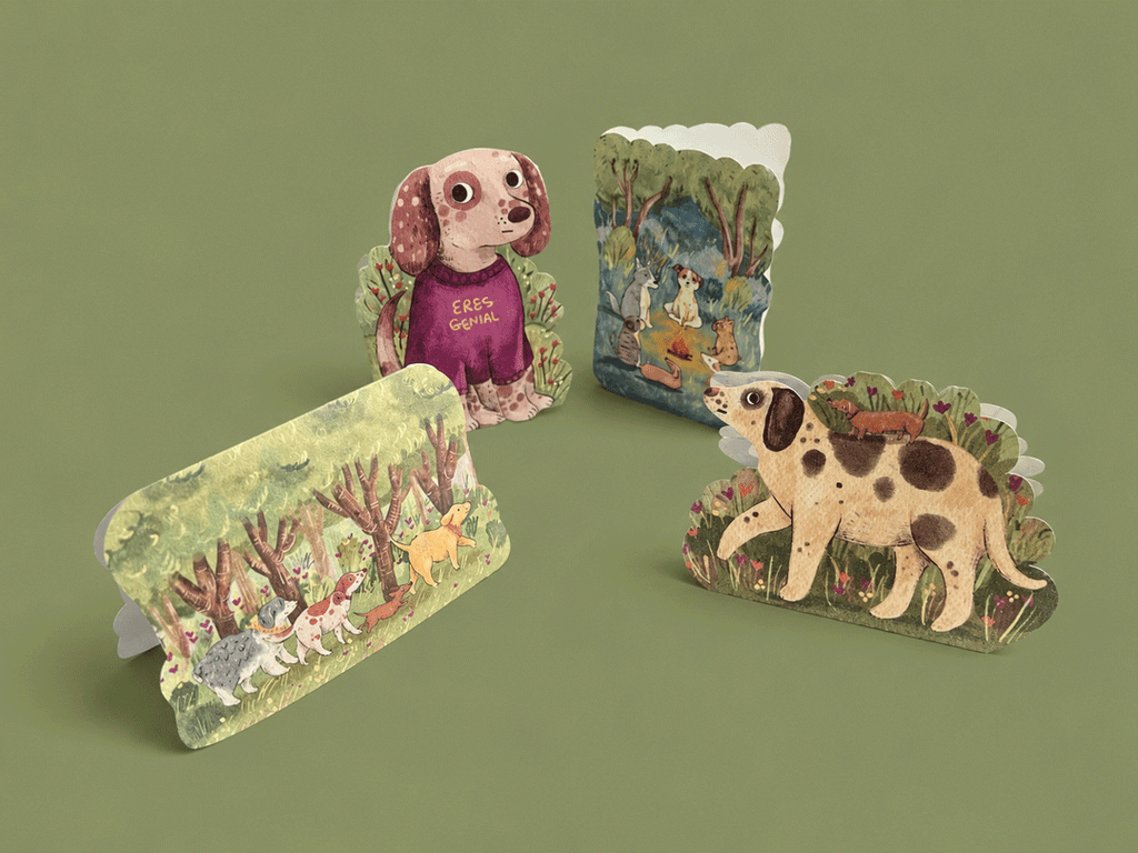 Tarjetas perritos - Pack x4